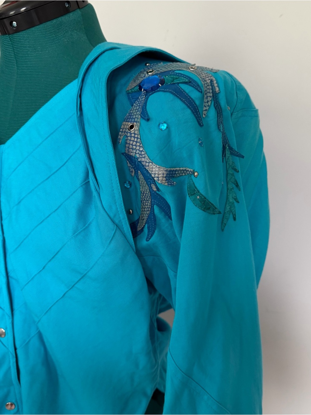 Vintage Turquoise 80s Embellished Women's Jacket